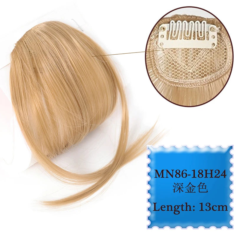 Synthetic Hair Clip In Bangs Brown Colored Invisible Front Fringes Clip in Hair Air Bangs Natural Black Fake Hair Bangs For Girl