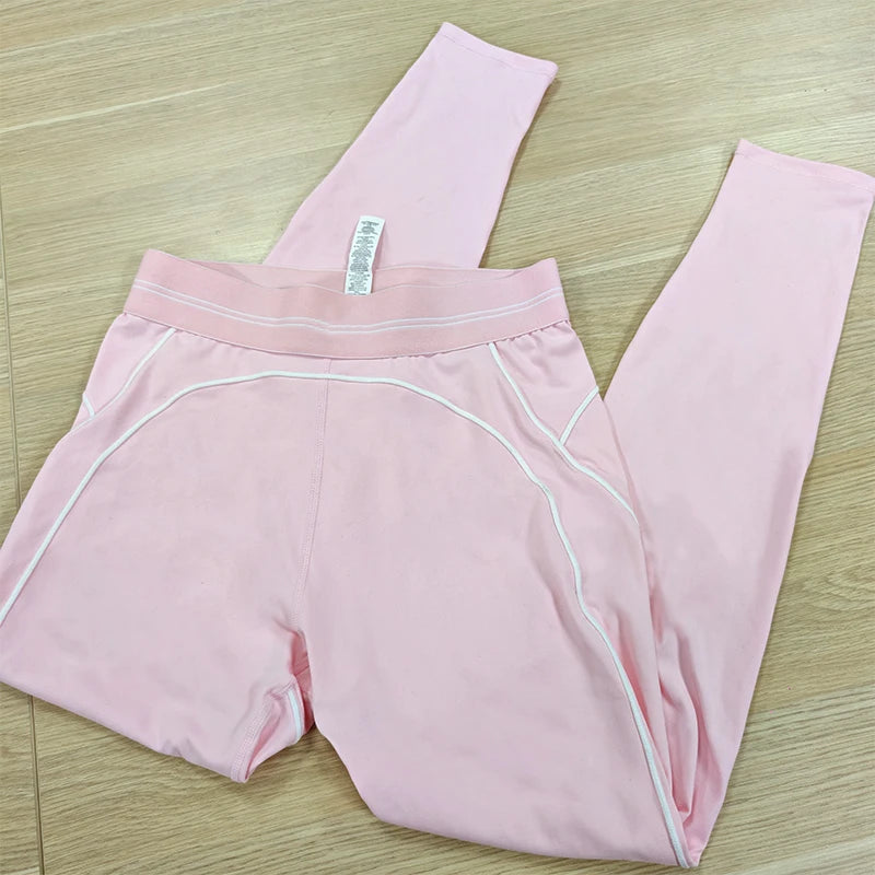 Yoga Suit Women Sport Set Pilates Clothing High Waisted Elasticized Leggings Hip Lifting Pants Gather Top Vest Strip Workout Set