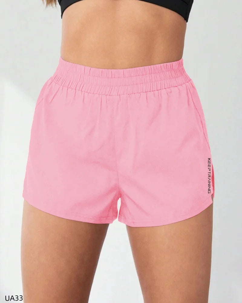 2026 Summer New Women's Solid Color Leisure Outdoor Sports Vacation Two Loose Yoga Quick drying Anti glare Fitness Shorts