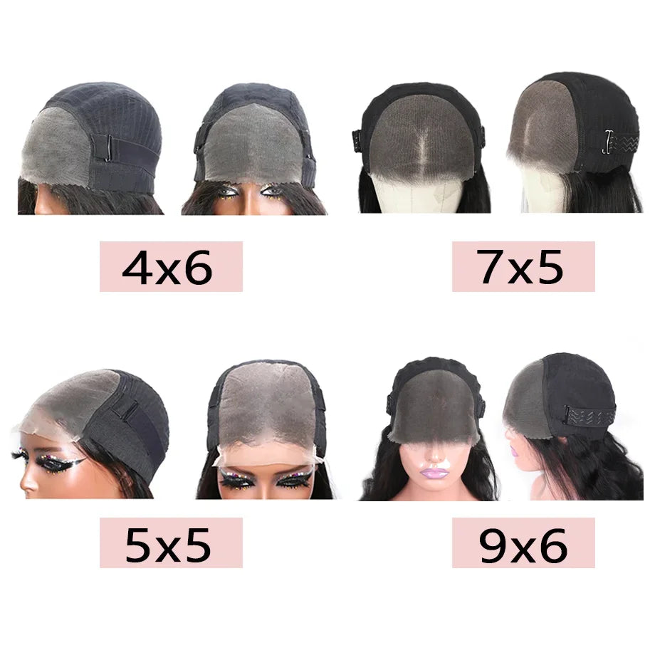 MYLOCKME Glueless Wigs Human Hair 6x4 Curly Wave Lace Closure Wigs Deep Wave 9x6 5x5 Lace Closure Wig Pre Cut Curly Human Hair Water Wave 200%
