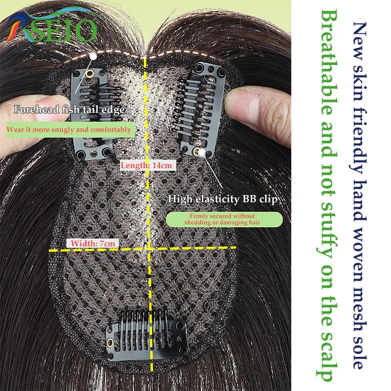 RSEIO Hair Toppers 7x11cm Women Topper Hair Natural Hair Wig 100% Human Hair Clip In Hair Extension For Women
