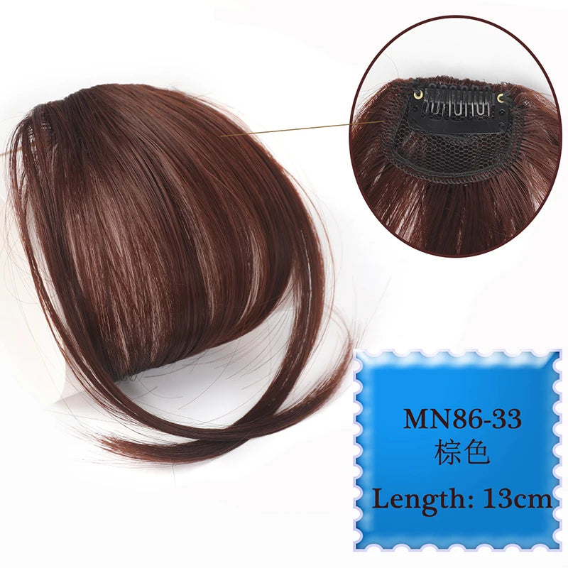 Synthetic Hair Clip In Bangs Brown Colored Invisible Front Fringes Clip in Hair Air Bangs Natural Black Fake Hair Bangs For Girl