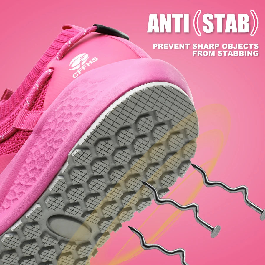 Latest Women Work Shoes Puncture-Proof Safety Shoes Non-slip Platform Sneakers Women Steel Toe Shoes Comfort Security Boots Lady
