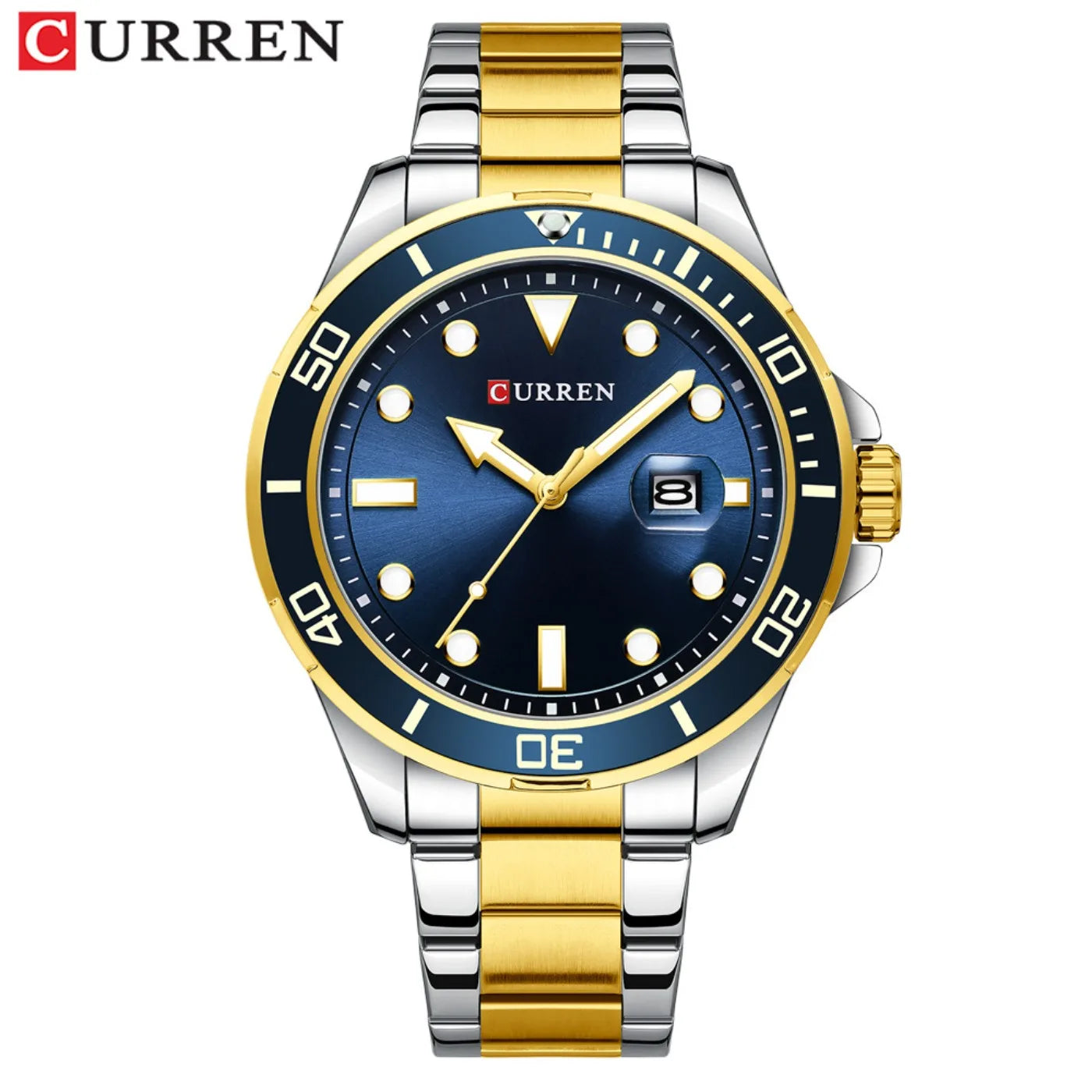 CURREN New Green Water Ghost Series Brand High-end Luxury Watches Automatic Watch Men All Steel Waterproof Quartz Watch Gifts
