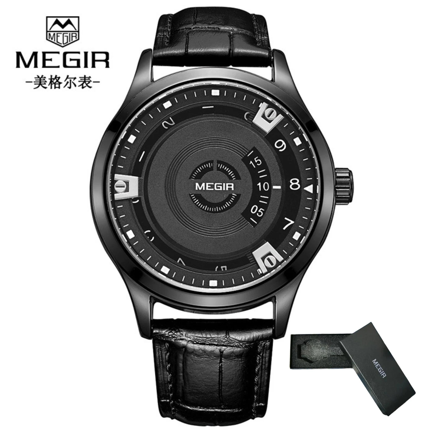 MEGIR Men Watches Luxury Leather Strap Sport Military Watch Male Clock Waterproof Casual Quartz Wristwatch Reloj Hombre 1067