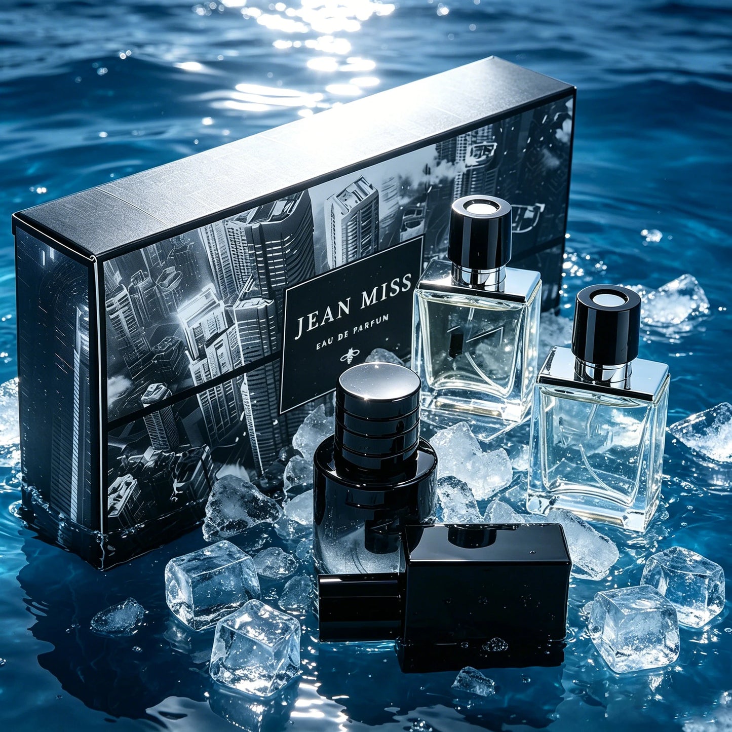 Jean Miss 3Pcs Men Perfume Gift Set Woody Aquatic Citrus Scent Eau de Toilette Long Lasting Masculine Fragrance Exquisite Blue Gift Box For Male Dating Travel Birthday Valentine Gift