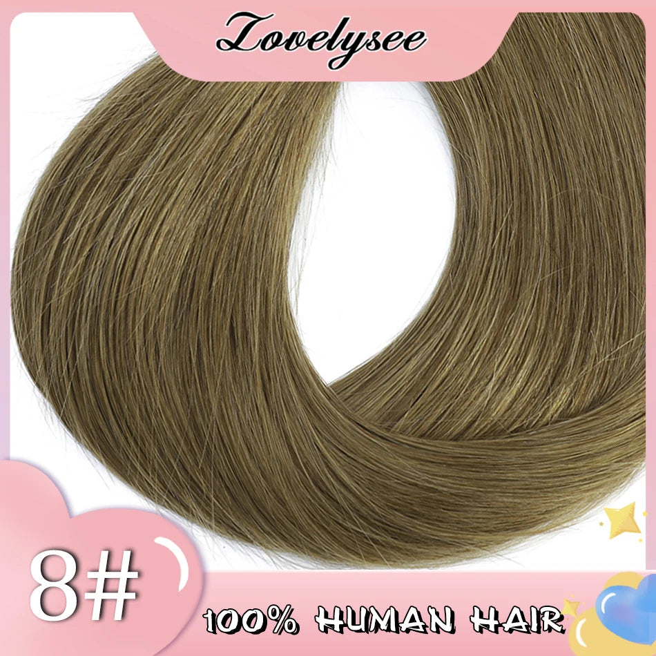 Lovelysee 3/4 Half Wig Human Hair With Clip in Hair Extensions Silky Straight Remy Hair Brown Color Soft 150% 180% Wig For Women