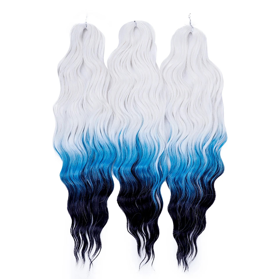 FREEDOM Synthetic Curly Braiding Hair Extensions 24 Inch/60 cm Long Deep Wavy Twist Crochet Braids Hair Ombre Brown Rainbow Hair
