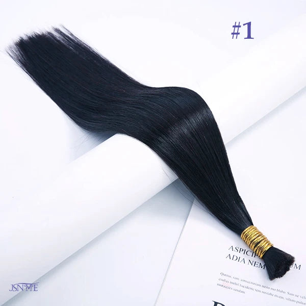 JSNME Bulk Human Hair Extensions 100% Real Human Hair Extension Straight 50g Black Brown Blonde 613 Color For Salon 14"-26" Inch