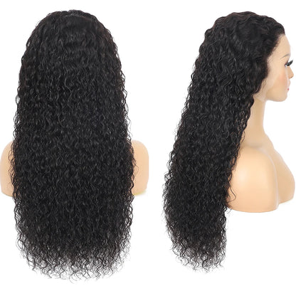 100% Brazilian Human Hair 13x6 Water Wave HD Lace Front Wig 180% Density Glueless Pre Plucked Deep Curly 5x5 HD Lace Closure Wig