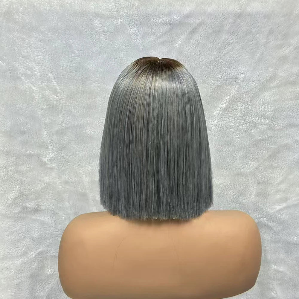 Bone Straight Short Bob Human Hair Brazilian Raw Hair Bone Straight Bob Wig 2x6 Lace Closure Color Wigs for Women