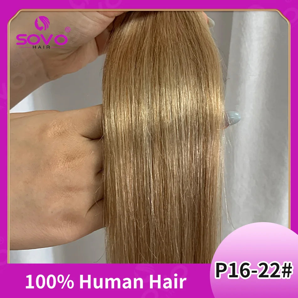 SOVO Tape in Hair Extensions 100% Remy Human Hair 20 Inch  20pcs  Balayage Skin Weft Tape in Extensions  12-26 inch