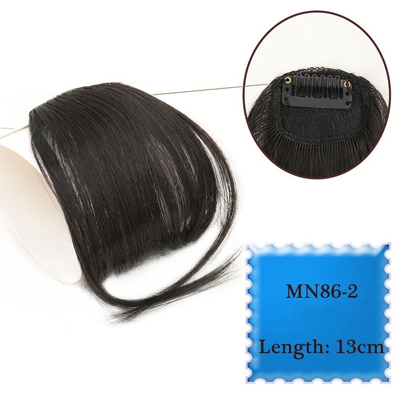 Synthetic Hair Clip In Bangs Brown Colored Invisible Front Fringes Clip in Hair Air Bangs Natural Black Fake Hair Bangs For Girl