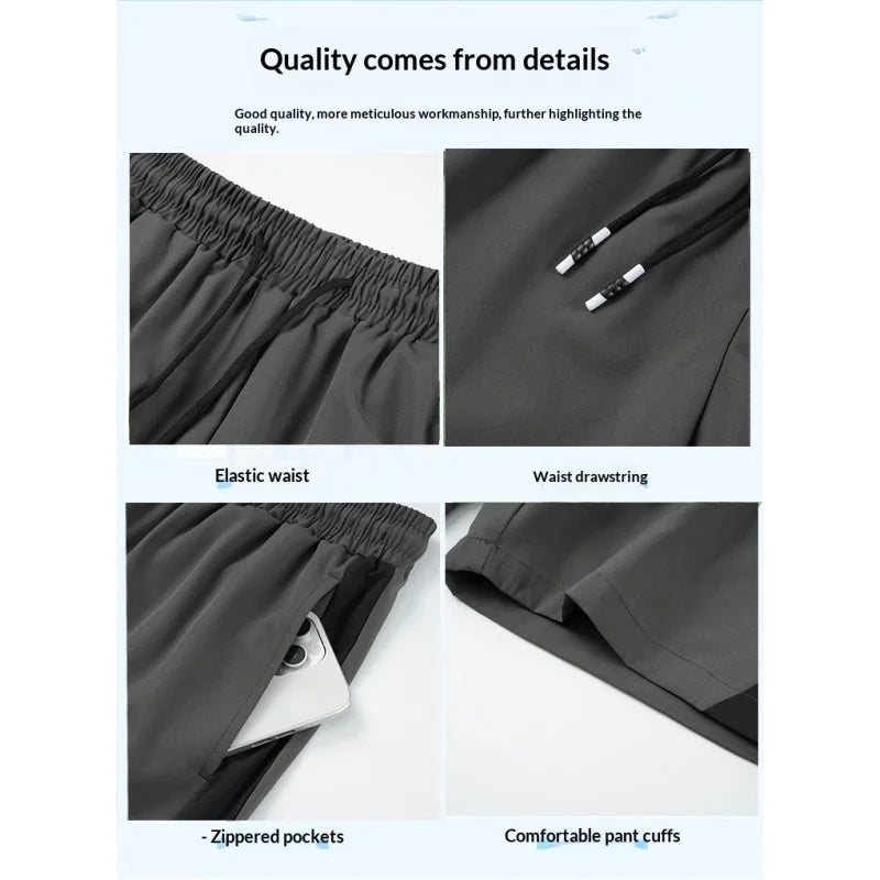 Men's Quick Dry Athletic Shorts Breathable Lightweight Running Shorts Elastic Waist Drawstring Casual Sports Shorts for Gym Work