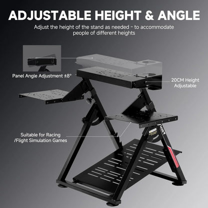 GTPLAYER Flight & Racing Simulator Stand, Foldable Gaming Cockpit Compatible with Logitech, Thrustmaster, PXN Wheels & Flight Joysticks, Black