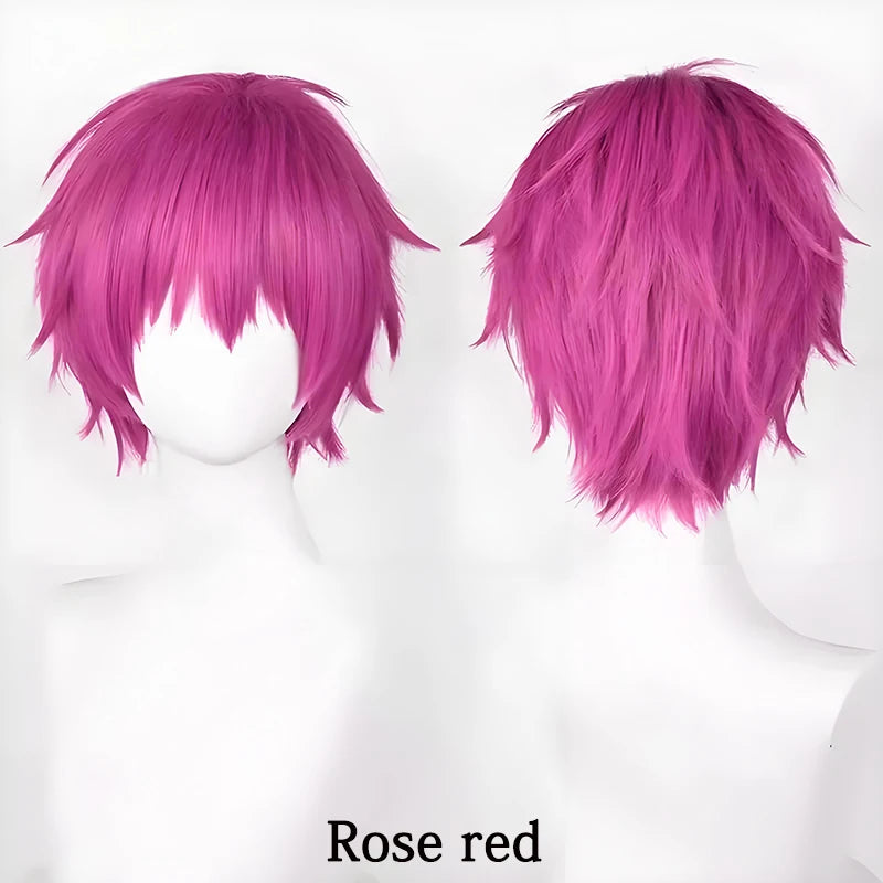 10-Inch Short Straight Hair Suitable For Both Men And Women, Cosplay Synthetic Hair Anime Role-Play Halloween Party Upturned Wig