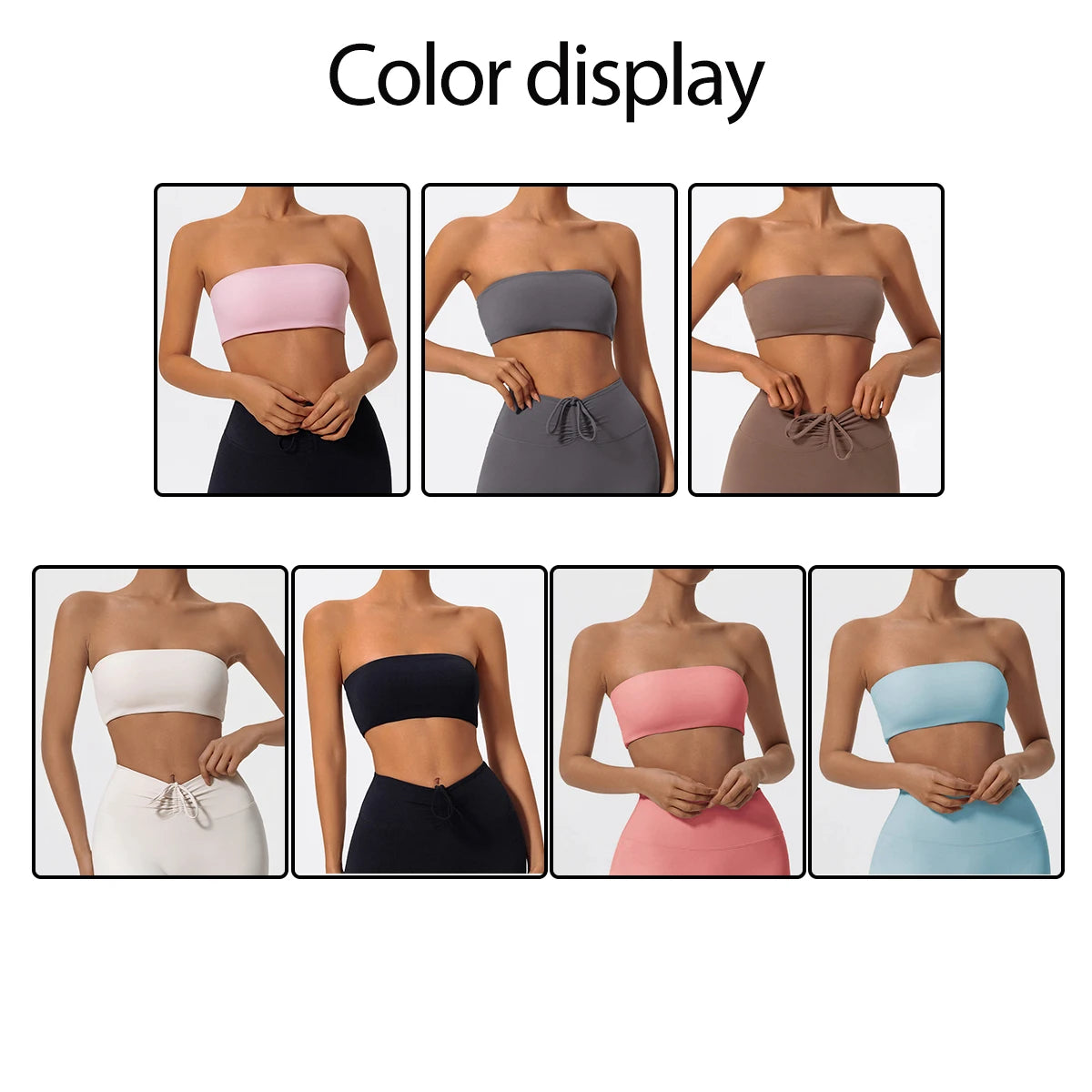Strapless Sports Bra Gym Crop Top Women Quick-Drying Yoga Clothes Women Tube Bra Fitness Chest Wrap Underwear Workout Bra Female