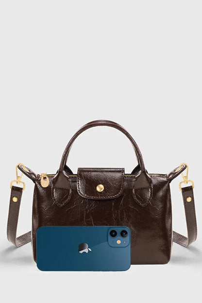 Brown Patent Versatile PU Leather Crossbody Bag for Women