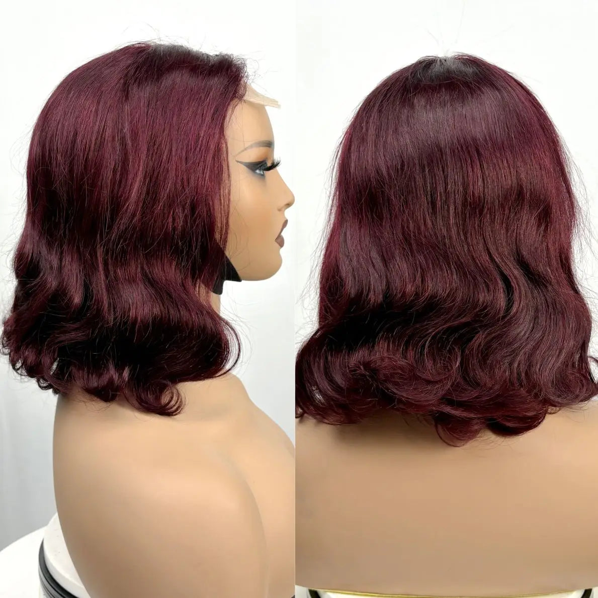 250% Density Colored Body Wave Human Hair Wigs 12inch 12A 100% Human Hair 4x4 Transparent Lace Closure Wavy Hair Wigs for Women