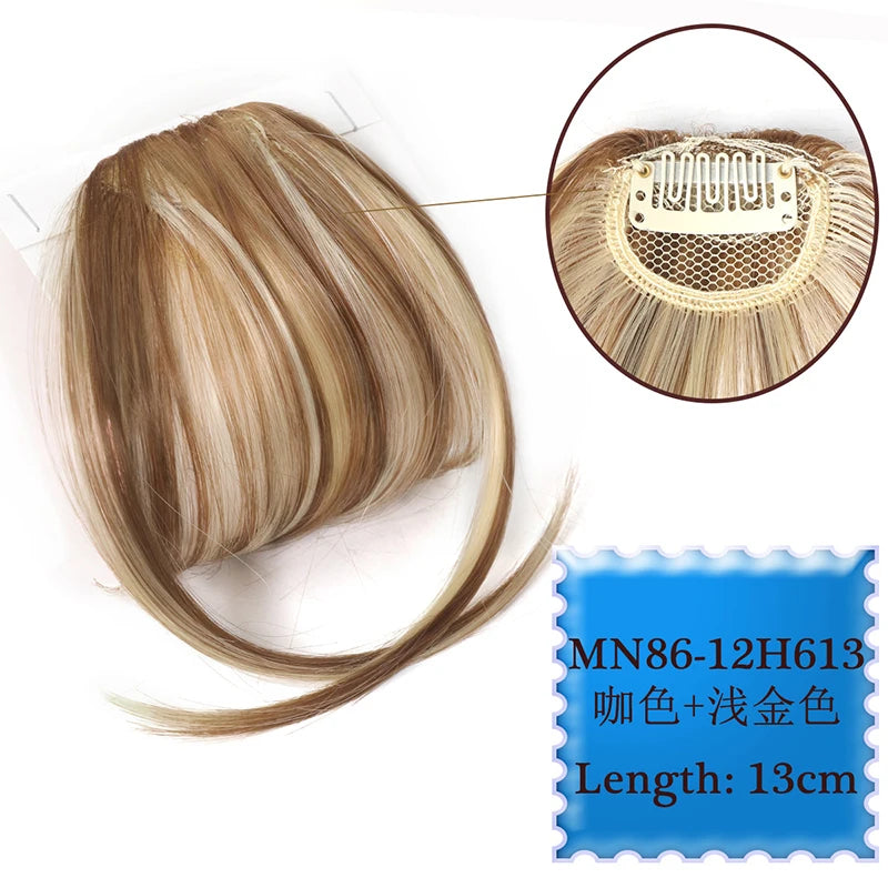 Synthetic Hair Clip In Bangs Brown Colored Invisible Front Fringes Clip in Hair Air Bangs Natural Black Fake Hair Bangs For Girl