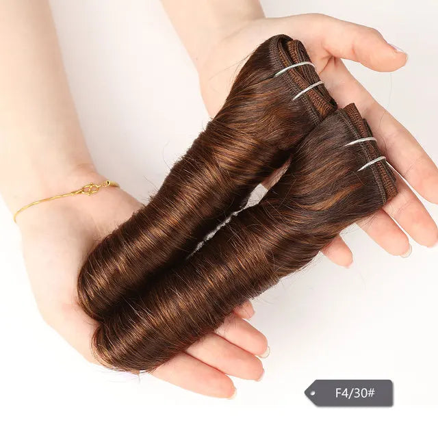 Sleek Double Drawn Loose Wave Color P4/27 P6/27 P1B/30 P4/30 Brazilian Remy Human Hair Bundles 1Pcs Hollywood Wave Hair Bundles