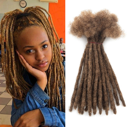 20strands/pack M4&30 Human Hair Dreadlocks Extensions Full Handmade 0.6 cm Thickness 100% Real Hair Locs Extensions for Kids