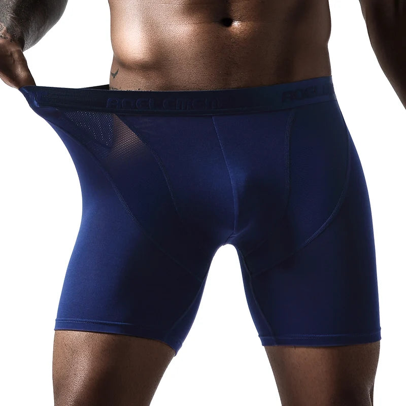 Sports underwear men's anti-wear leg Modal professional running fitness tight body long leg quick dry plus long boxers