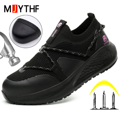 Latest Women Work Shoes Puncture-Proof Safety Shoes Non-slip Platform Sneakers Women Steel Toe Shoes Comfort Security Boots Lady