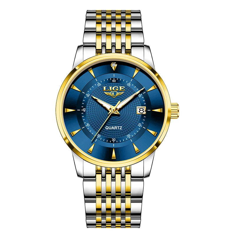 LIGE New 2026 Luxury Man Watch Waterproof Stainless Steel Luminous Date Watch Fashion Simple Casual Man’s Quartz Watches Box