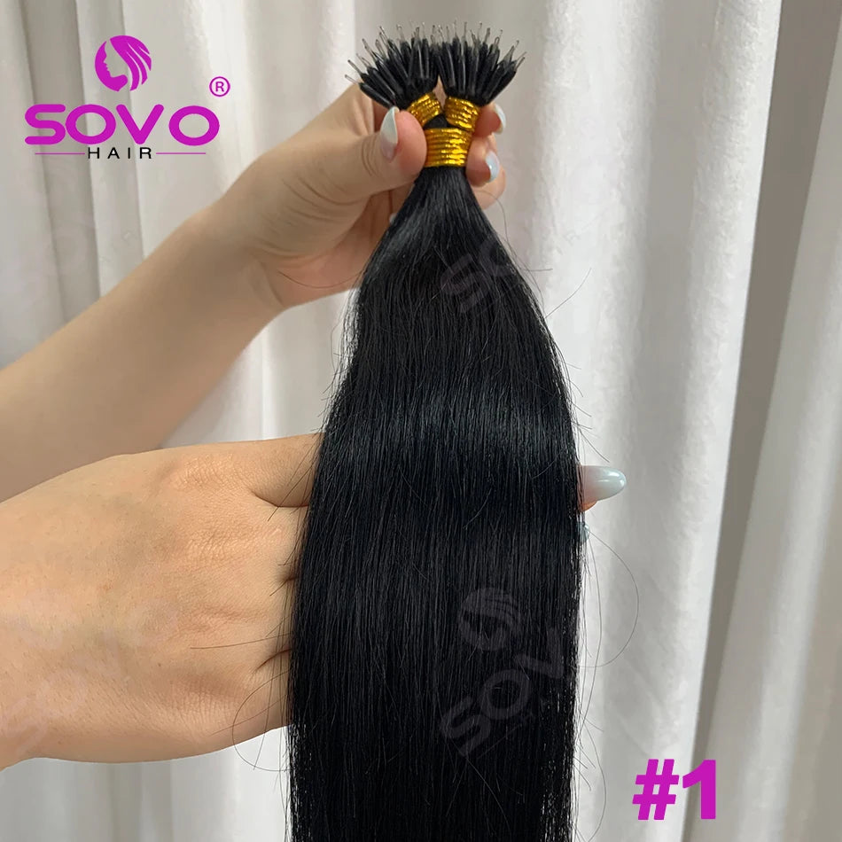 Nano Ring Hair Extensions Human Hair 100 Strands Remy European Straight Hair Natural Blonde Invisible Reusable