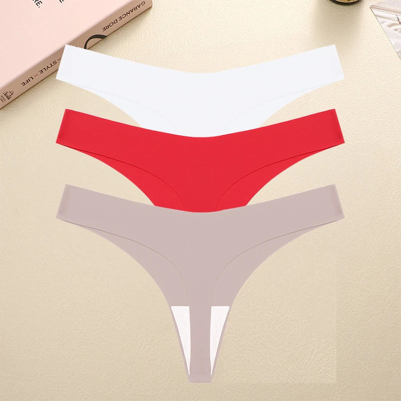 3PCS/SET Sexy G-String Underwear Female T-back Intimates Lingerie Seamless Low Waist Underpants 10 Color Lady Bikini Panty XS-XL