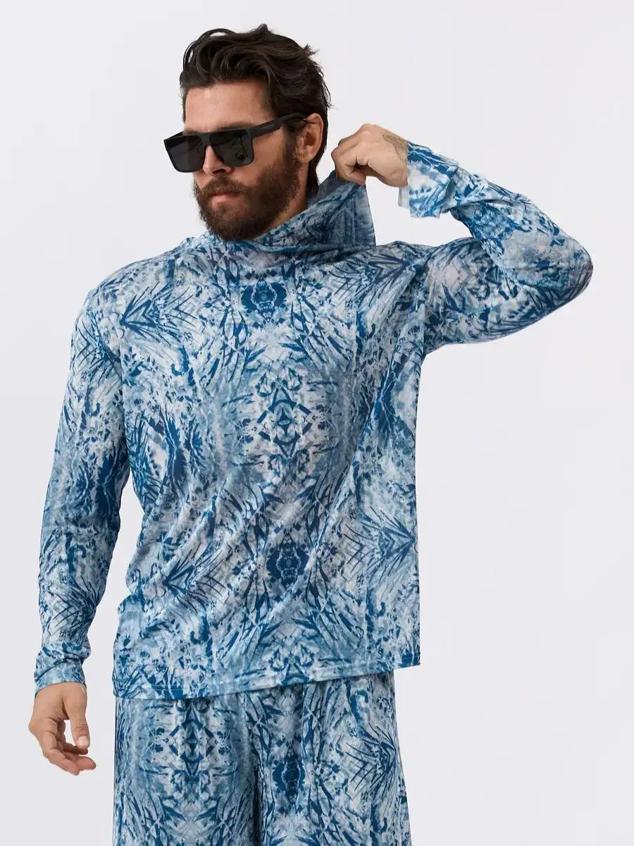 2026 New Camouflage Print Unisex Hooded Two Piece Set Long Sleeve Shirt Shorts Breathable Loose Summer Beach Streetwear Casual W