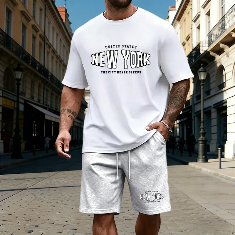 Mens T-Shirt Tracksuit Printing Casual Jogging Sportswear Outdoor Sports Adult Clothing Summer High Quality Short Sleeves Shorts