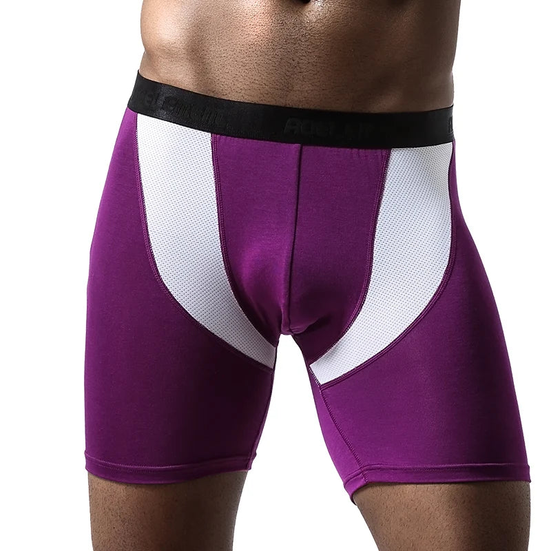 Sports underwear men's anti-wear leg Modal professional running fitness tight body long leg quick dry plus long boxers