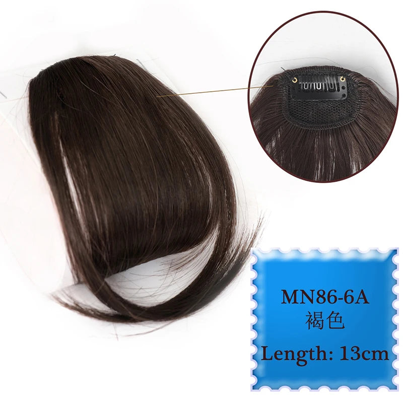Synthetic Hair Clip In Bangs Brown Colored Invisible Front Fringes Clip in Hair Air Bangs Natural Black Fake Hair Bangs For Girl