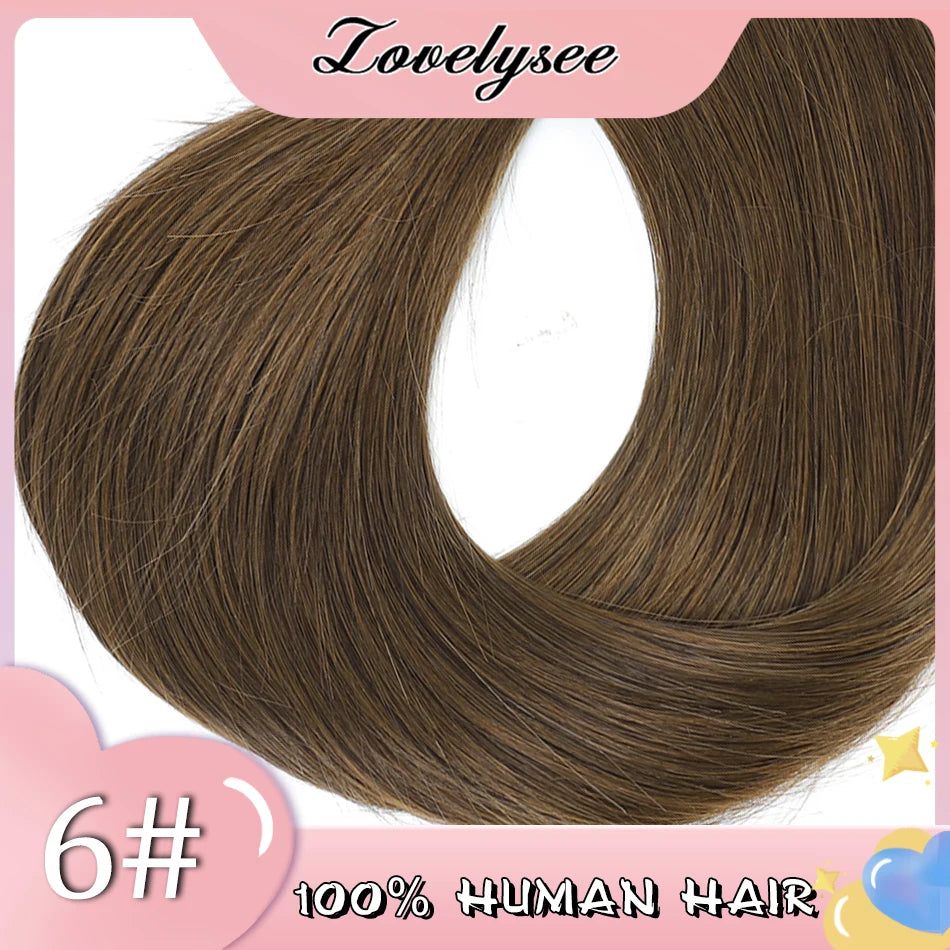 Lovelysee 3/4 Half Wig Human Hair With Clip in Hair Extensions Silky Straight Remy Hair Brown Color Soft 150% 180% Wig For Women