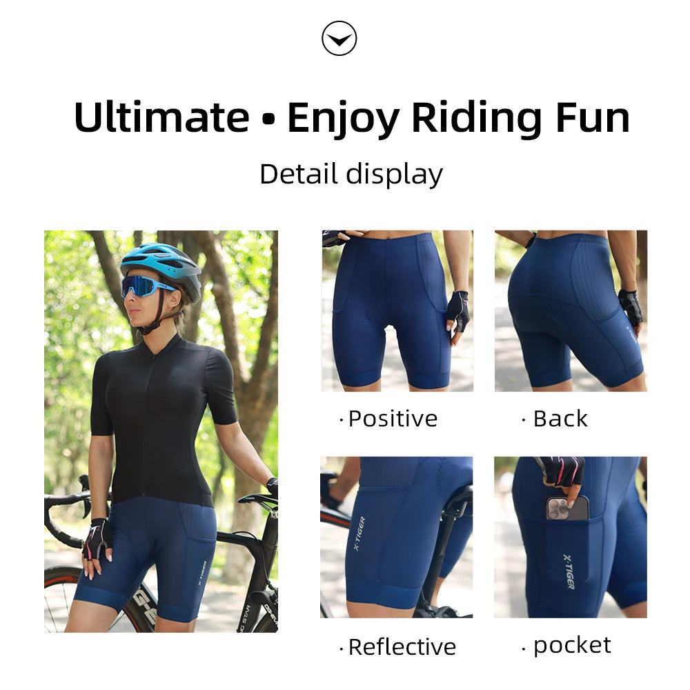 X-Tiger Cycling Shorts Bike Tights Pro Bicycle Shorts Breathable Lycra Sports Women MTB Road Biking Shorts 7 Hours Riding