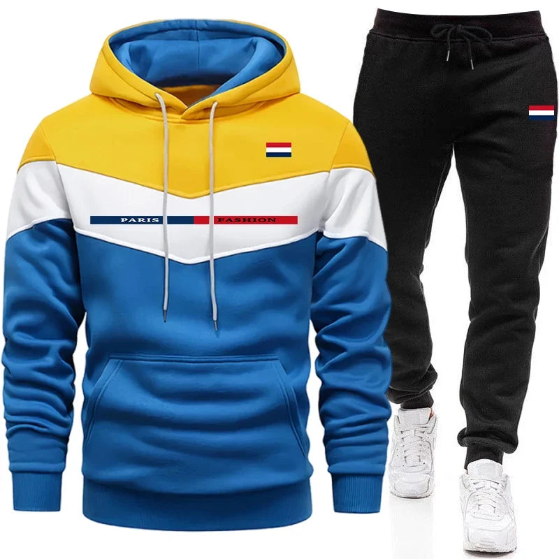 Fall Winter Daily Casual Sports Jogging Suit Outdoor Comfort Hoodie Outfits Paris Fashion Men's Set Hooded Sweatshirt Sweatpants