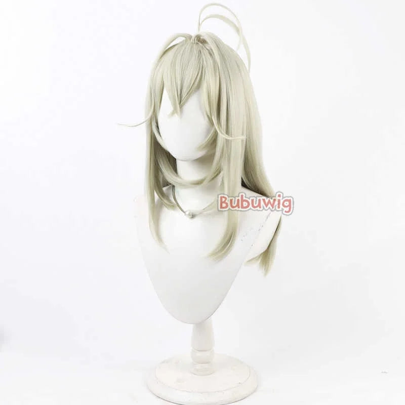 Bubuwig Synthetic Hair Moria Ruruka Cosplay Wigs Star Detective Precure! Moria Ruruka 60cm Long Light Green Wig Heat Resistant