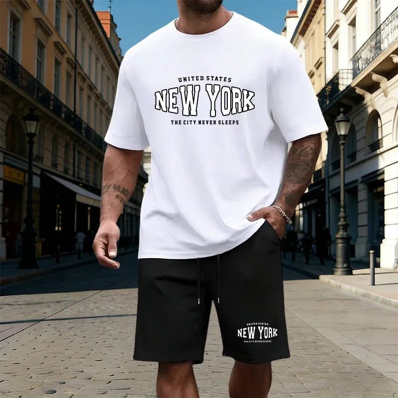 Mens T-Shirt Tracksuit Printing Casual Jogging Sportswear Outdoor Sports Adult Clothing Summer High Quality Short Sleeves Shorts