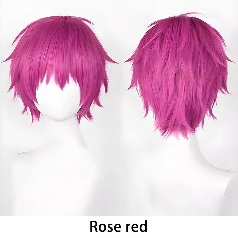 10-Inch Short Straight Hair Suitable For Both Men And Women, Cosplay Synthetic Hair Anime Role-Play Halloween Party Upturned Wig