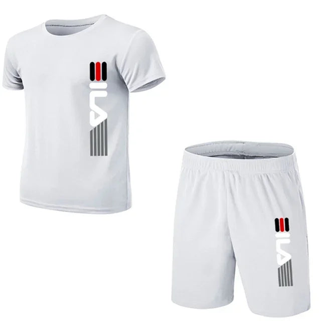 Summer Men's Fashion Simple Fitness Two-piece Oversized  Fashion Short Sleeve and Shorts Sets Size Casual Sportswear Men's Suit