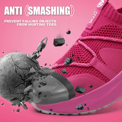Latest Women Work Shoes Puncture-Proof Safety Shoes Non-slip Platform Sneakers Women Steel Toe Shoes Comfort Security Boots Lady