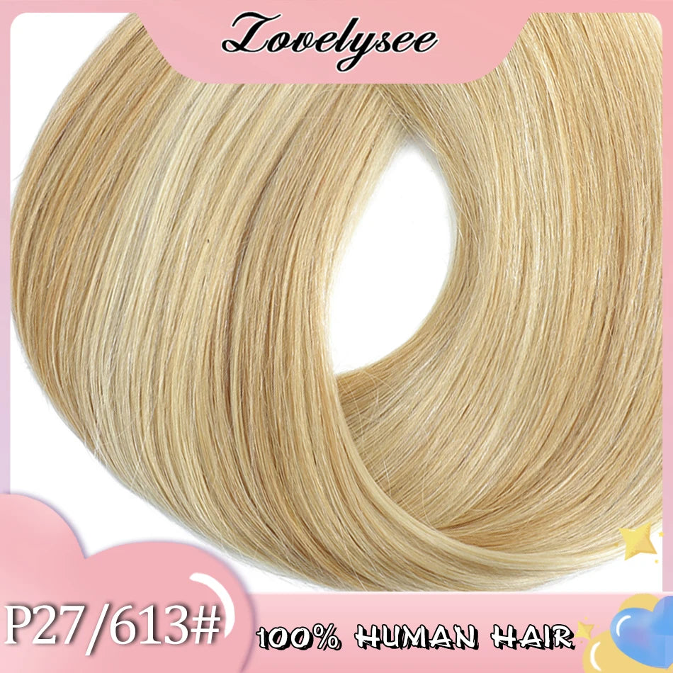 Lovelysee 3/4 Half Wig Human Hair With Clip in Hair Extensions Silky Straight Remy Hair Brown Color Soft 150% 180% Wig For Women