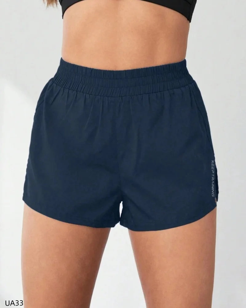 2026 Summer New Women's Solid Color Leisure Outdoor Sports Vacation Two Loose Yoga Quick drying Anti glare Fitness Shorts