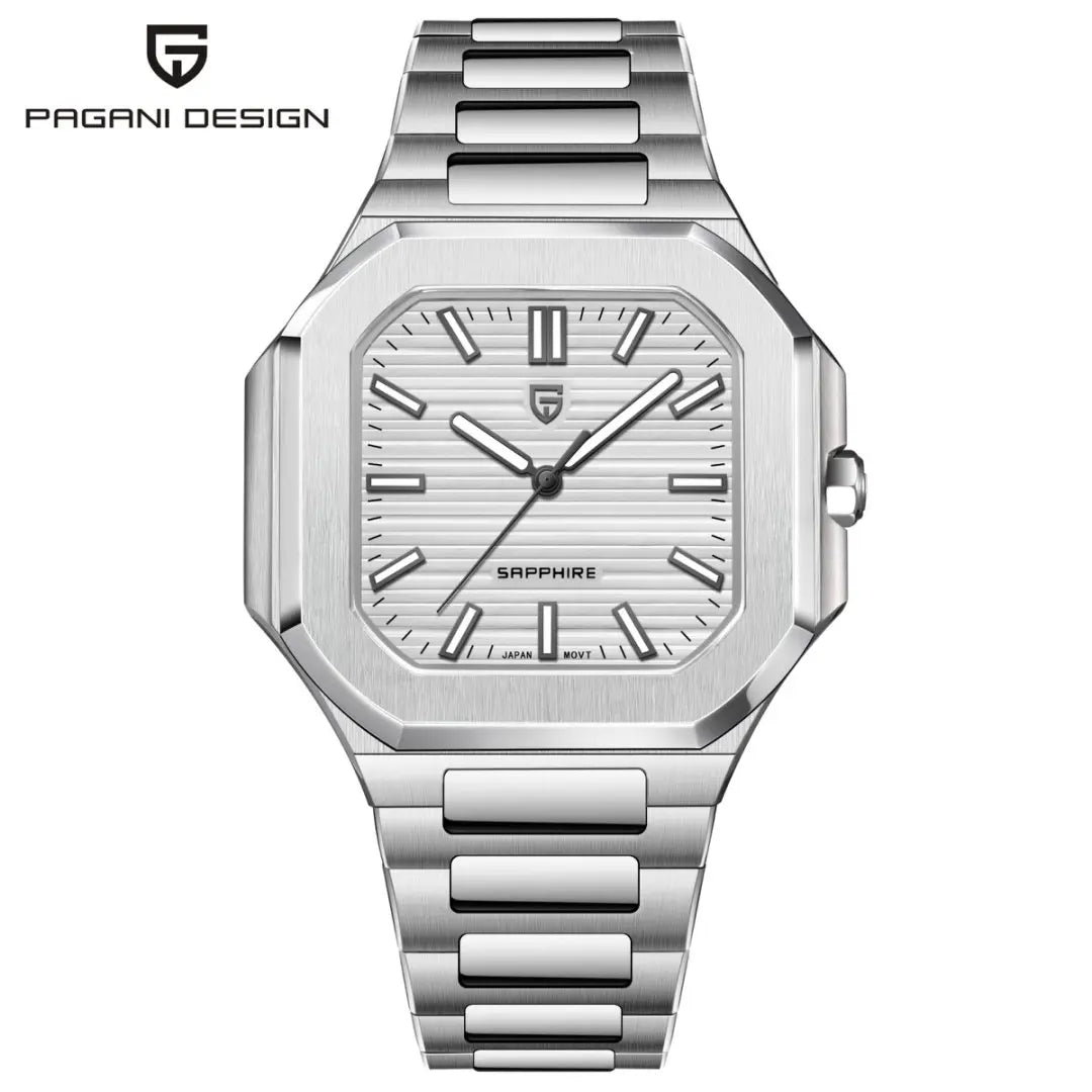 TOP New PAGANI DESIGN 37MM Square Men Quartz Watches Luxury Sapphire Glass AR Coated Business Watch VH31 Luminous Watch for Men