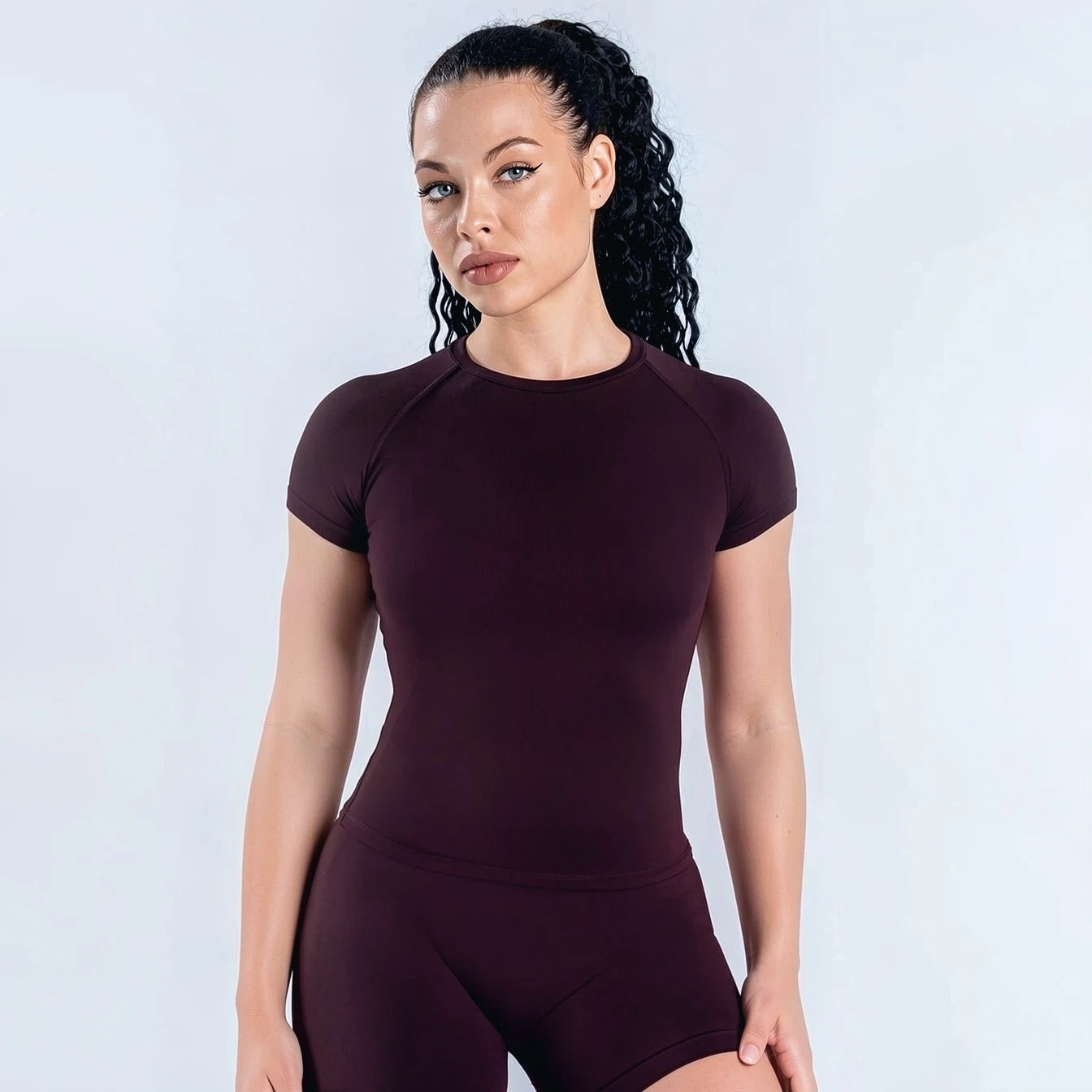 Solid color sports top quick drying women's vest, fitness running yoga short sleeved, elastic breathable yoga suit