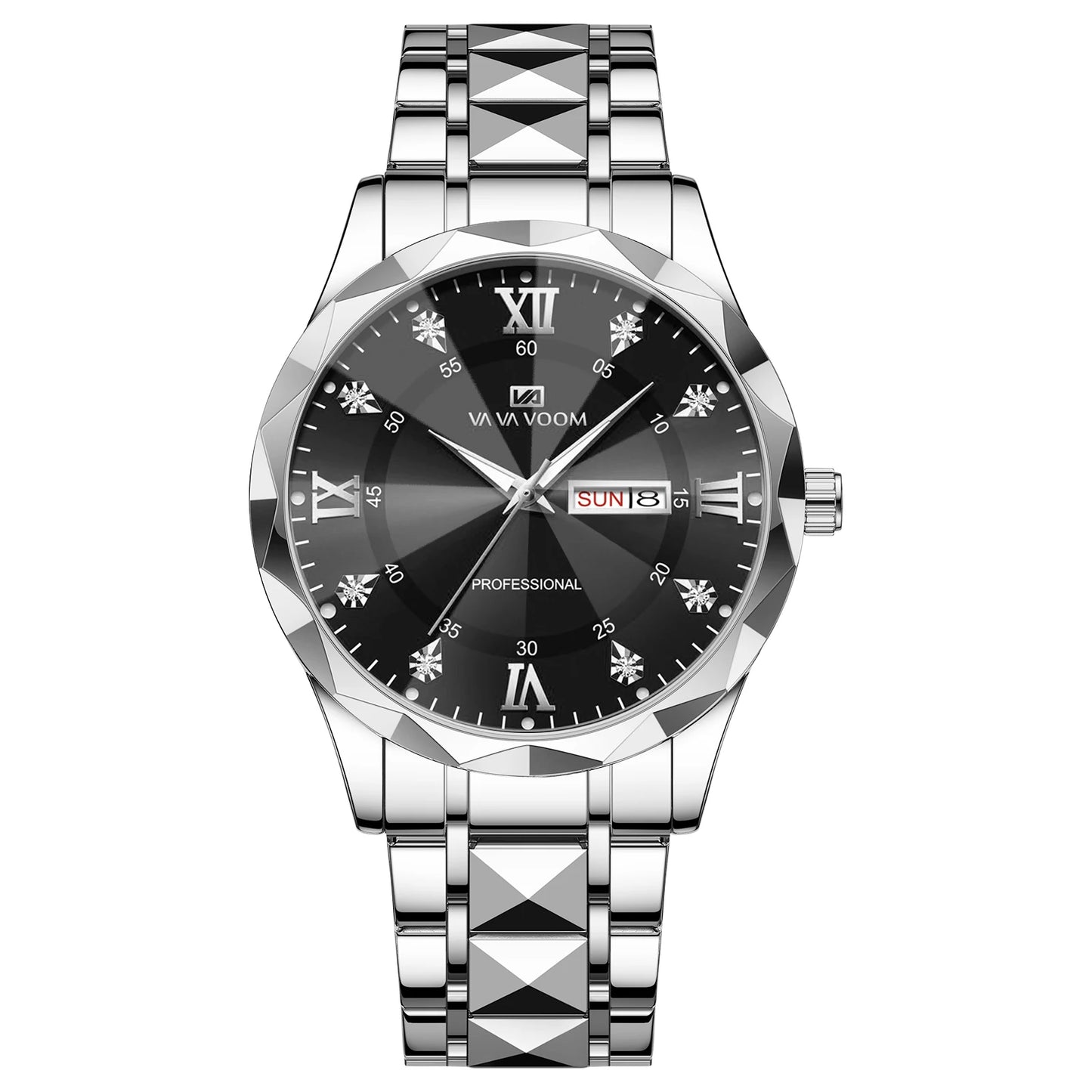 VA VA VOOM Hot Selling Original Blue Gold Quartz Watch Men Fashion High Quality Japanese Movement Gold Stainless Steel Fashion Clock Sports Gift Watch Men Rhombus Design Business Quartz Watch Men Fashion Gold Clock Sports Gift Watch for Men