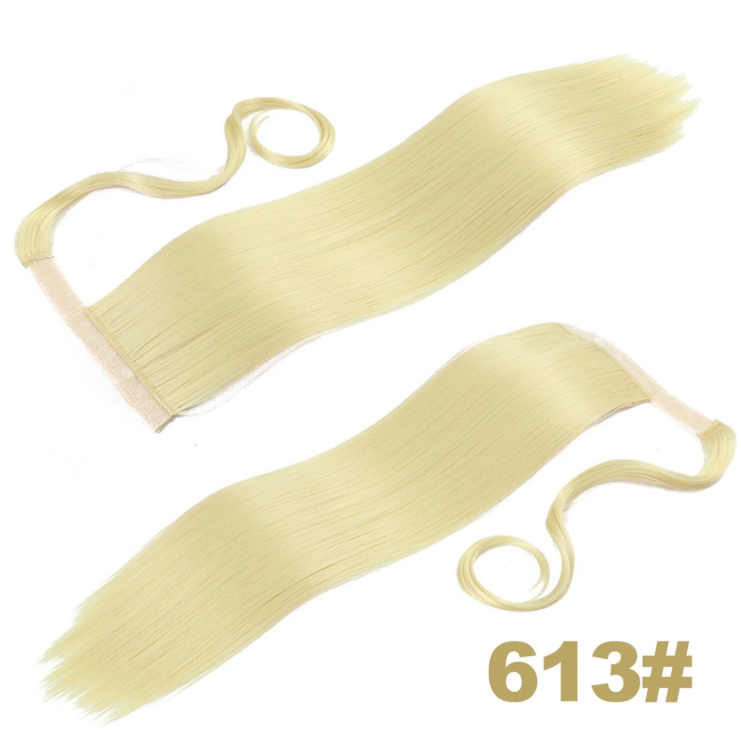 Straight Long Ponytail Extensions 22inch Natural Black Wrap Around Synthetic Hair Piece Pony Tail Hair Hairpieces for Women Girl