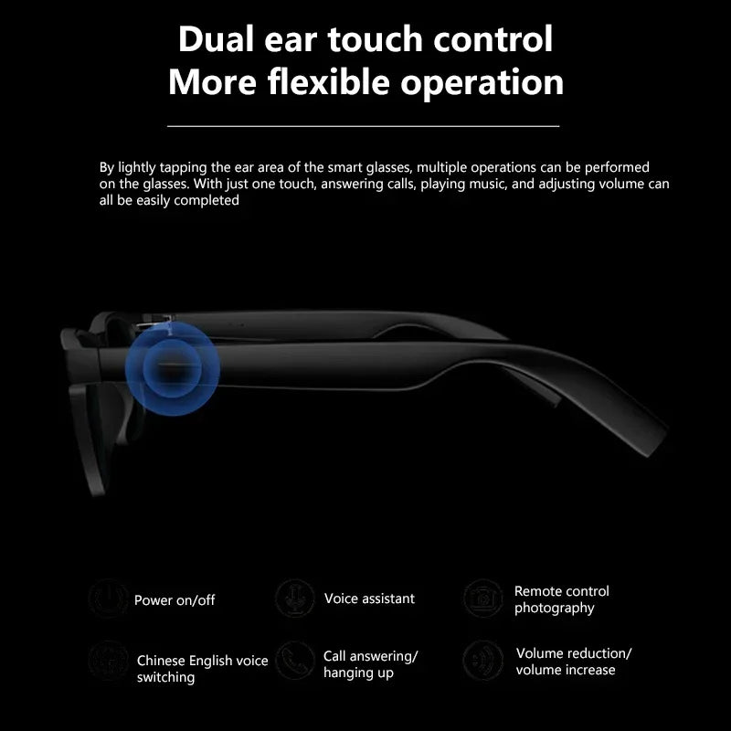 Lenovo 2026 New AI Smart Glasses 8K HD Voice Assistant Translator Control Touch Photo Camera Recording Bluetooth Sunglasses
